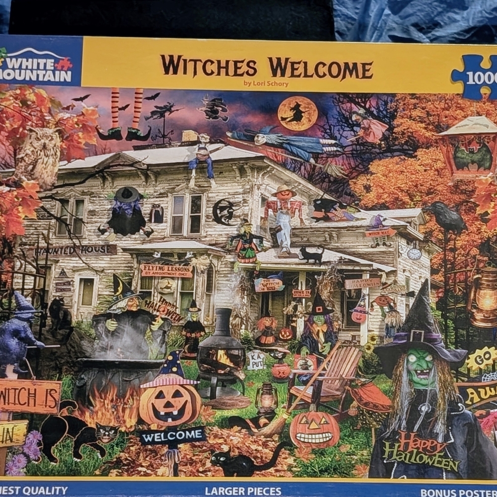 White Mountain Witches Welcome 1,000 PC Puzzle Complete EXEC Condition Halloween